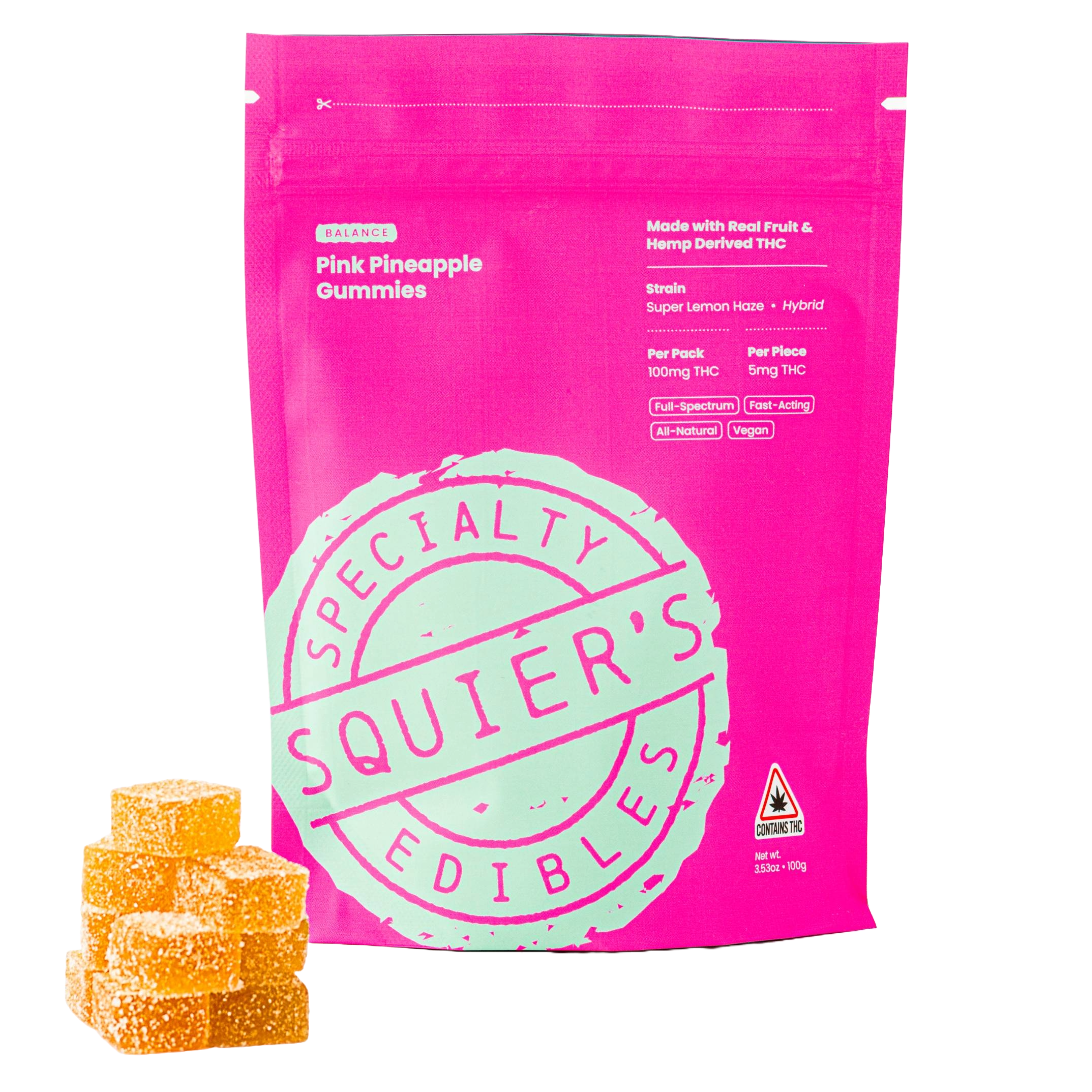 100mg Pink Pineapple Gummies - Bliss