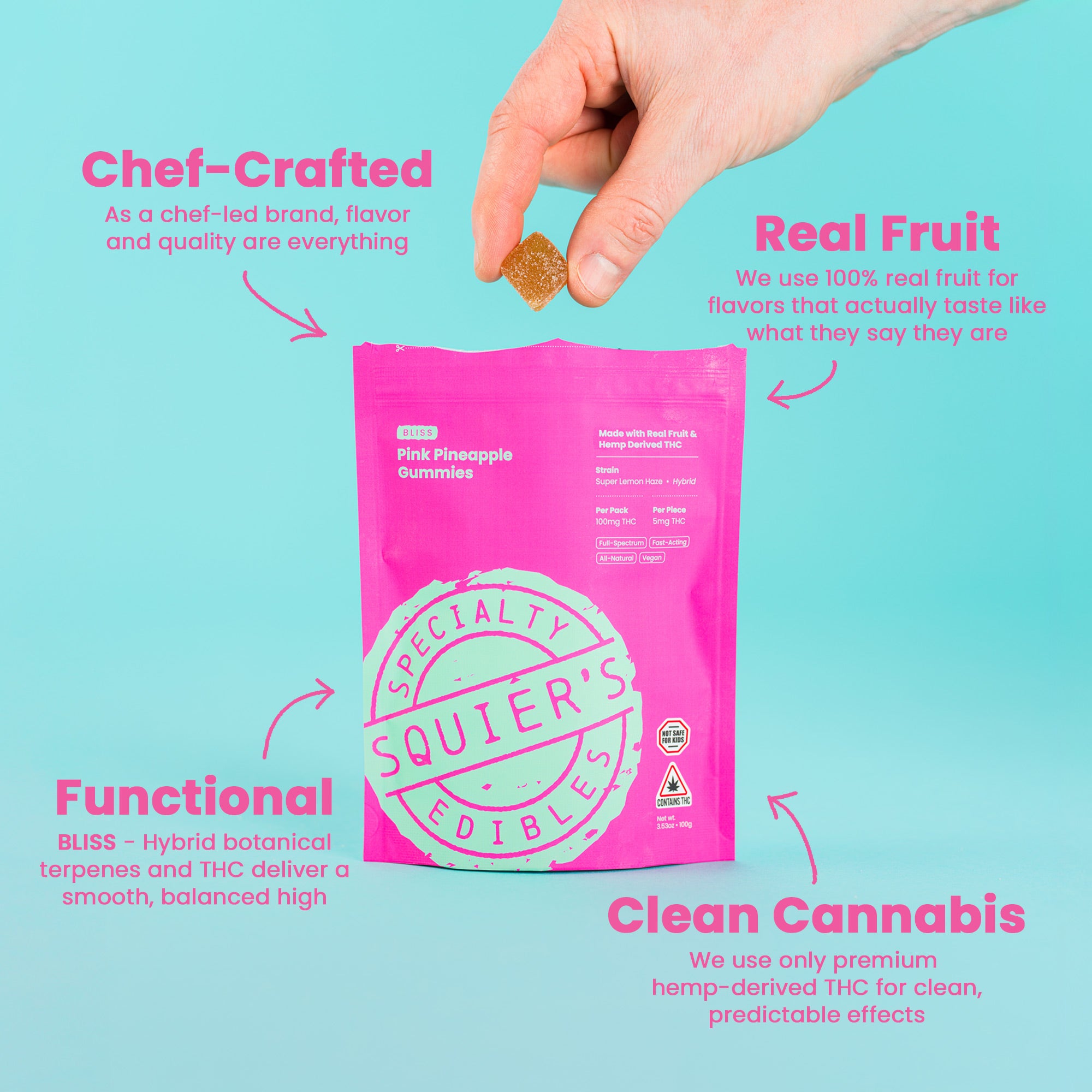 100mg BLISS Pink Pineapple Gummies