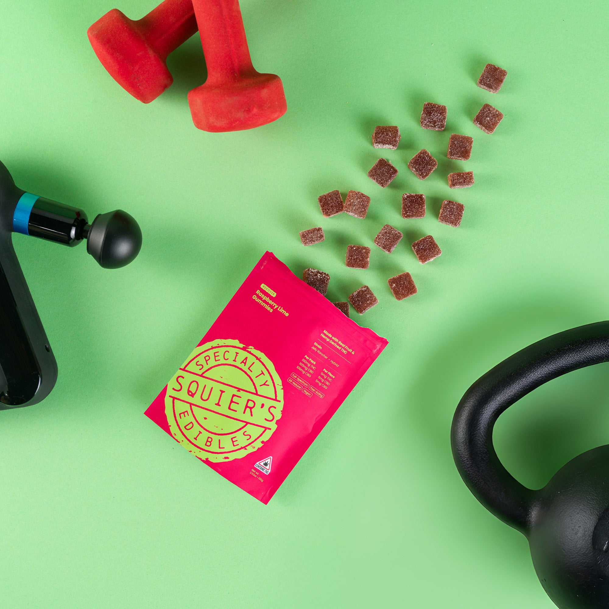 100mg+ RECOVER Raspberry Lime Gummies