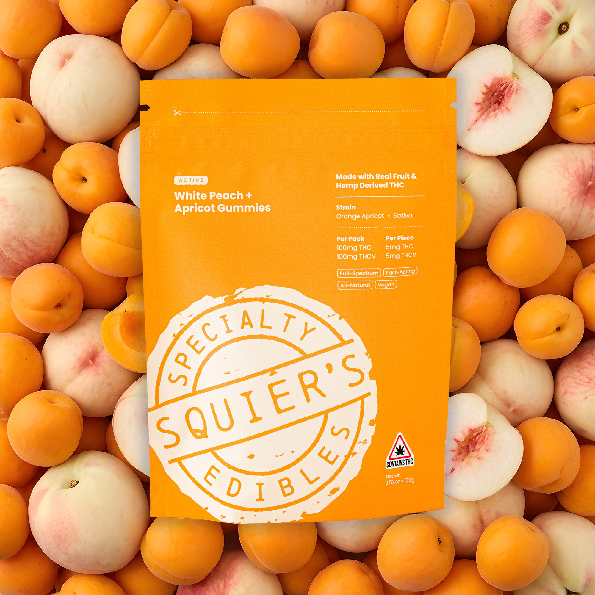 100mg+ ACTIVE White Peach & Apricot Gummies – Squier's Elixirs