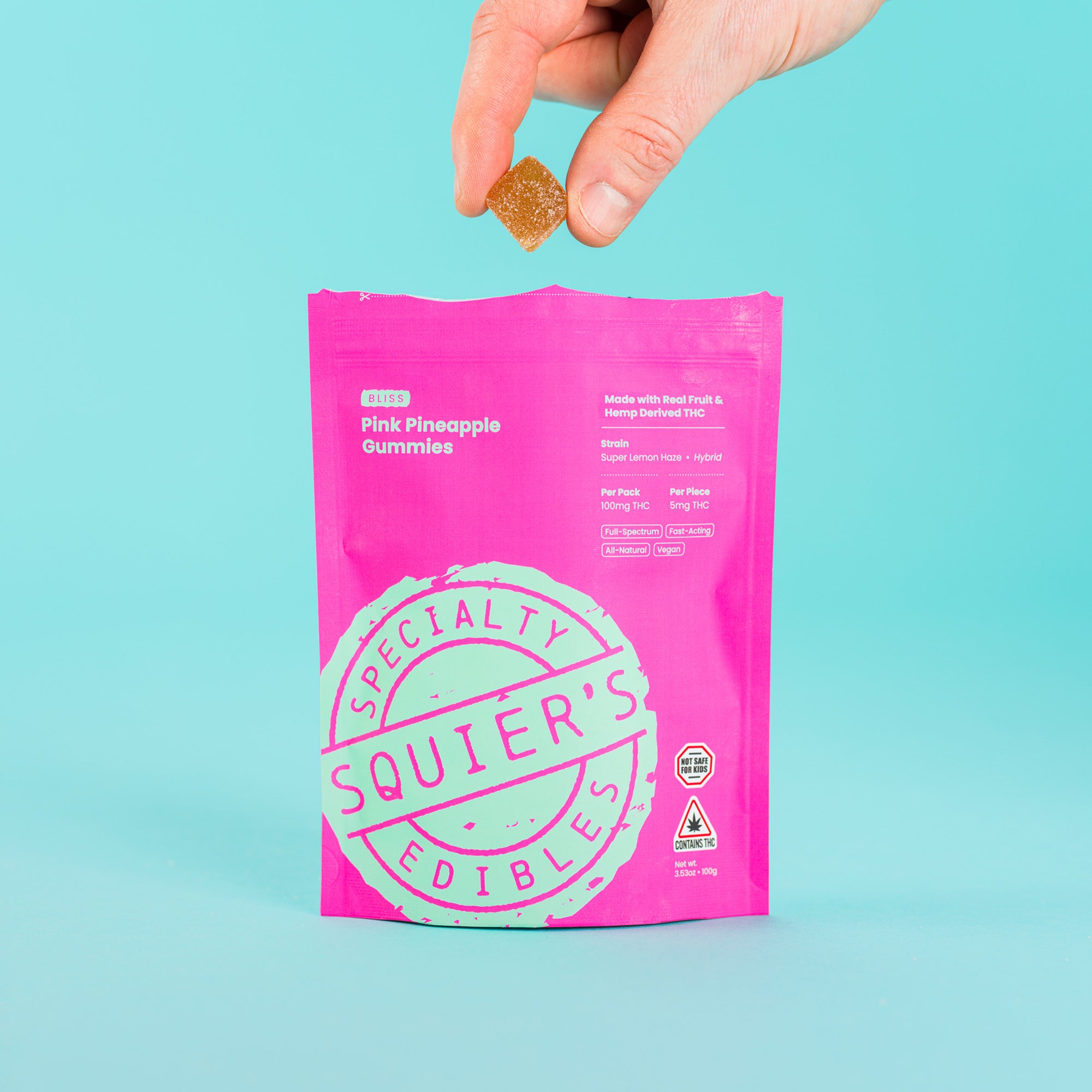 100mg Pink Pineapple Gummies - Bliss