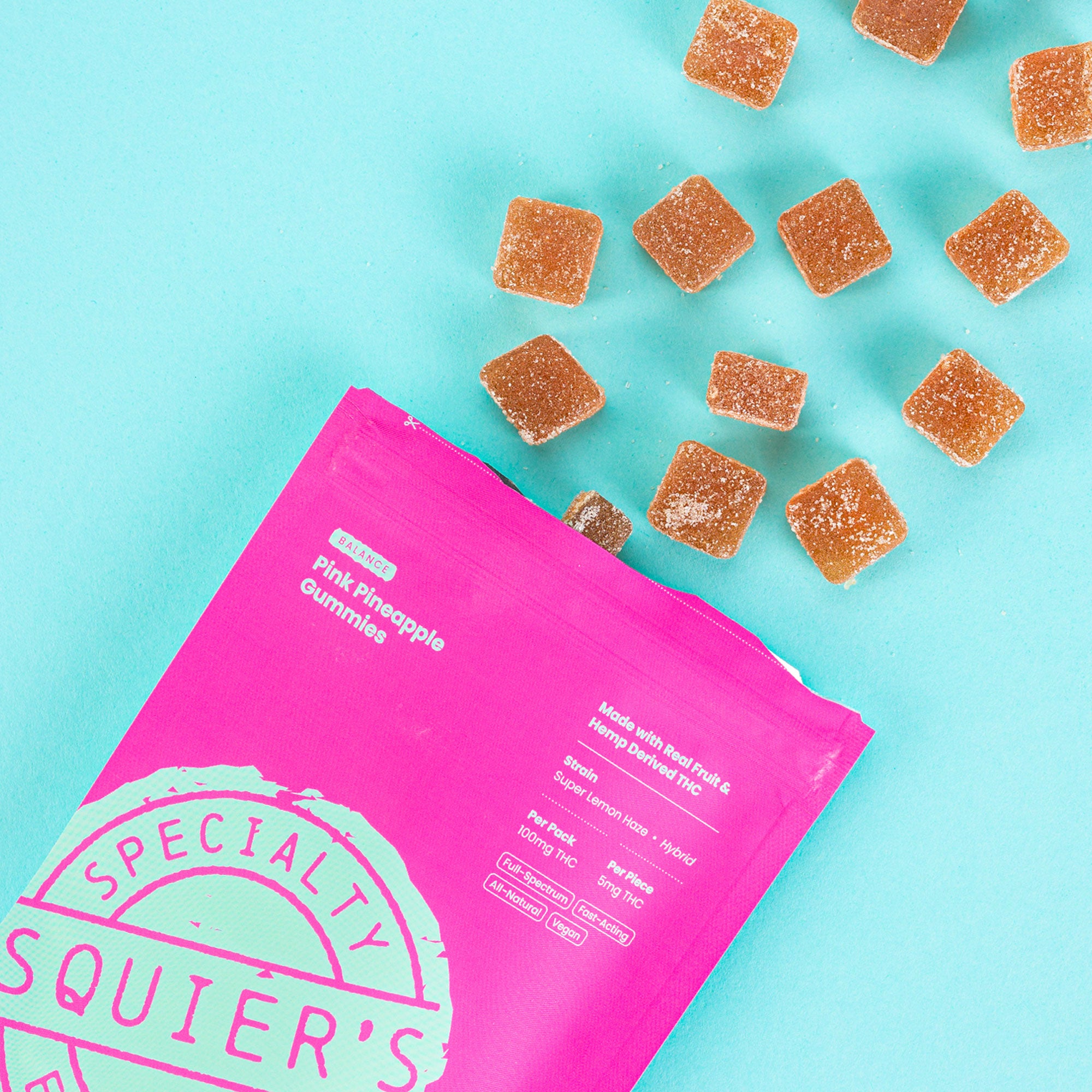 100mg Pink Pineapple Gummies - Bliss